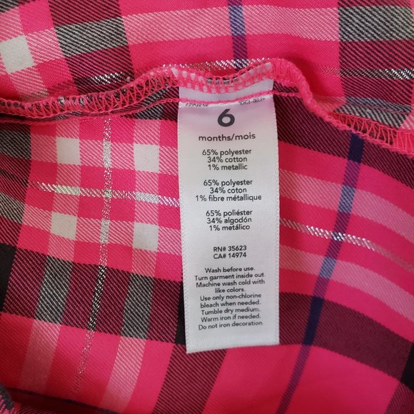 Carter's Long Sleeved Pink Tartan Plaid Dress 6 Months - Picture 5 of 5